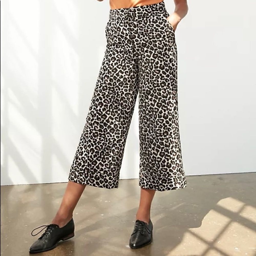 NWT ANTHROPOLOGIE Brown Kate Leopard Animal Print Jacquard Trousers Pants Size - Picture 4 of 4